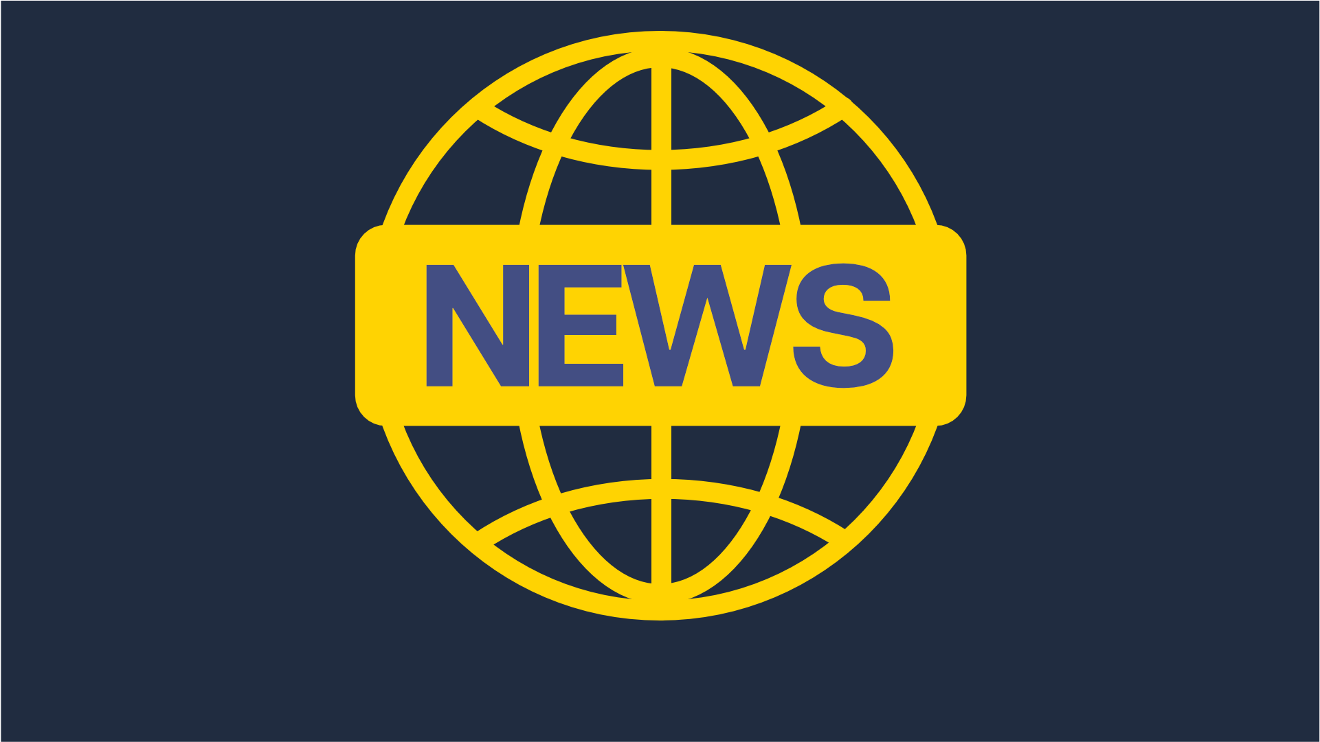 A yellow illustration of a globe against a navy background with the text 'News'
