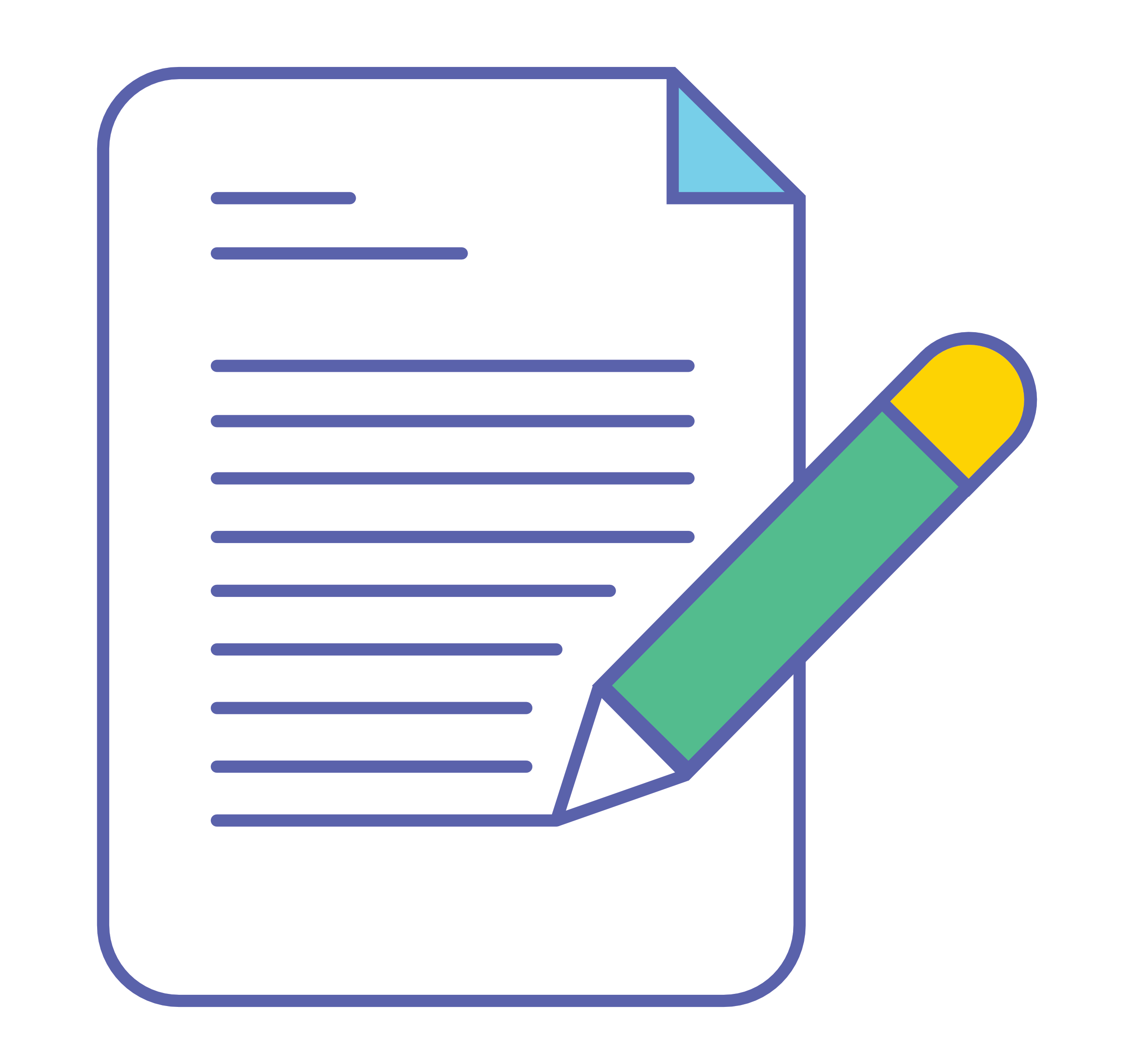 Icon representing a document with a pencil overlaid on top.