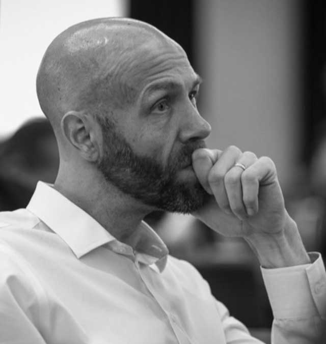 Black and white photo of Jonathan Fiene